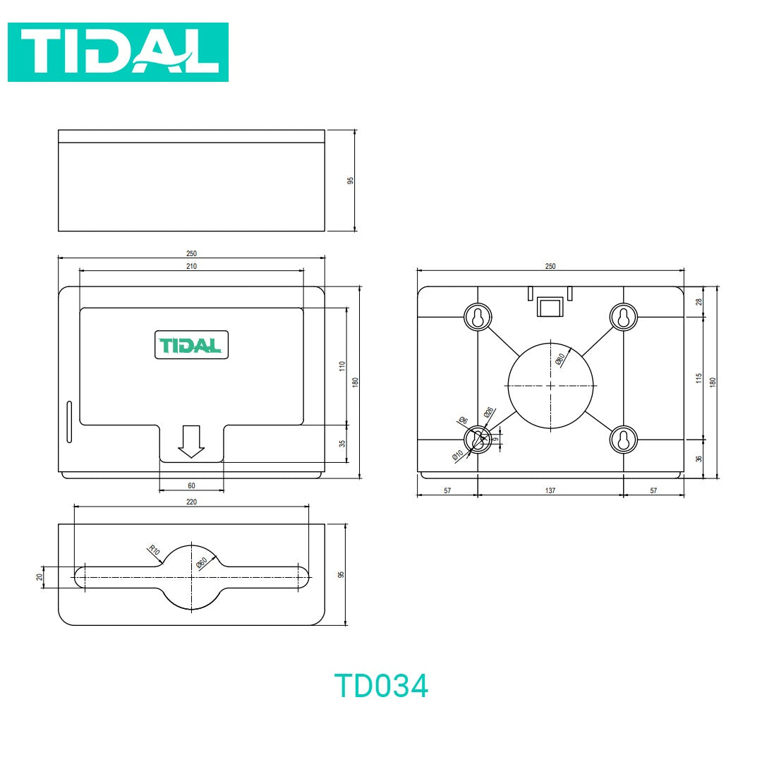 TIDAL Paper Holder Tempat Tissue Kamar Mandi ABS Berkualitas Hitam Putih White Black Tidal Modern TD034