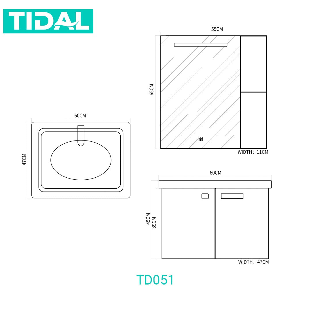 Wastafel Kabinet Modern Minimalis Cermin Kamar Mandi TIDAL TD051