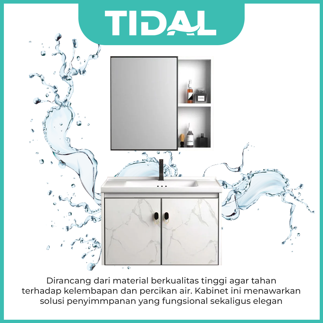 Wastafel Kabinet Set Minimalis Cermin Kamar Mandi Tidal TD053