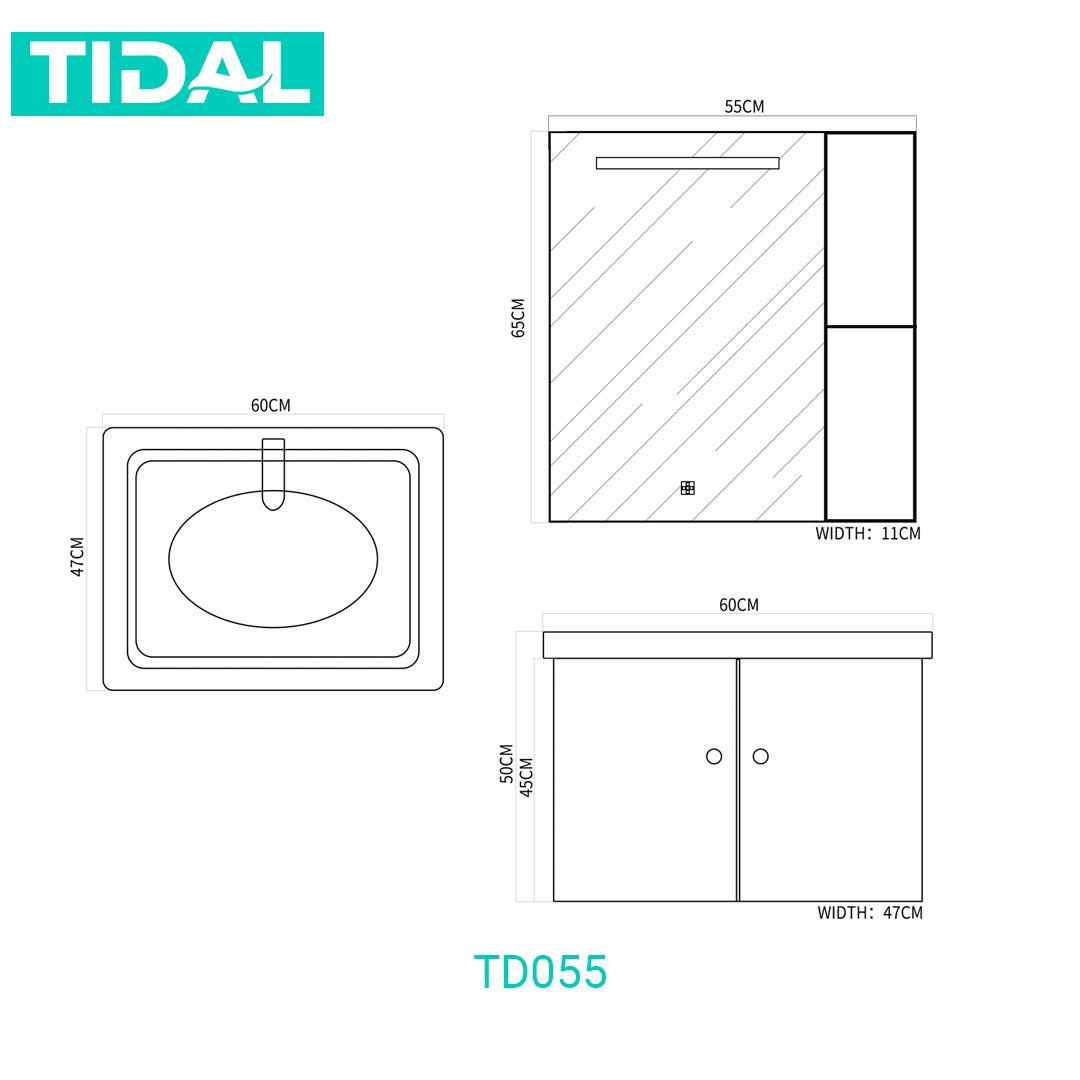 Wastafel Kabinet Set Komplit Minimalis Kamar Mandi Tidal TD055
