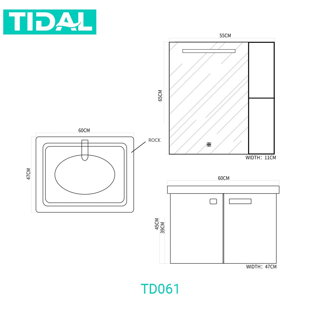 Wastafel Kabinet Modern Minimalis Cermin Kamar Mandi TIDAL TD061