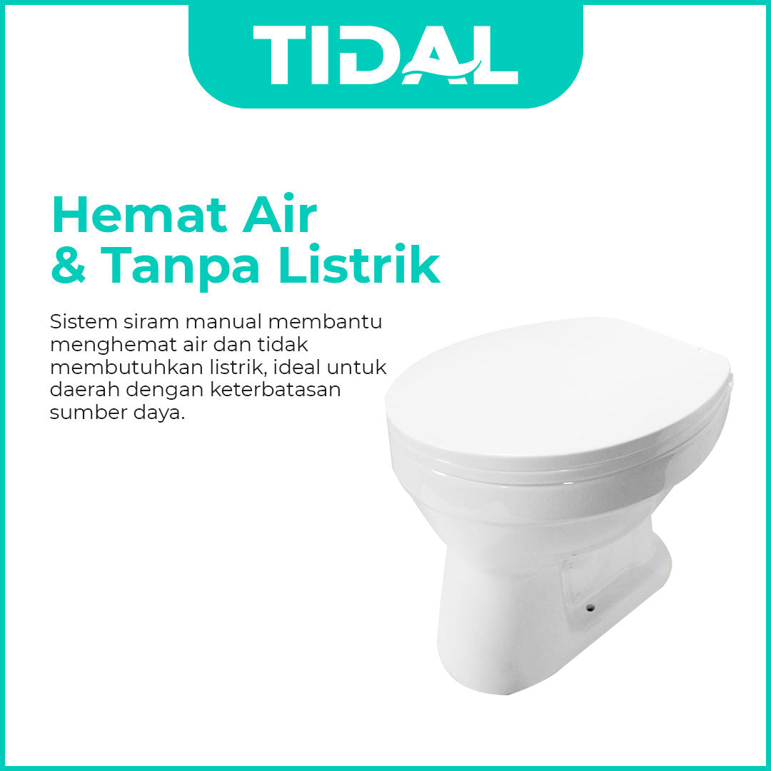 Kloset Siram / Toilet Duduk Manual Tidal TD079 with Cover