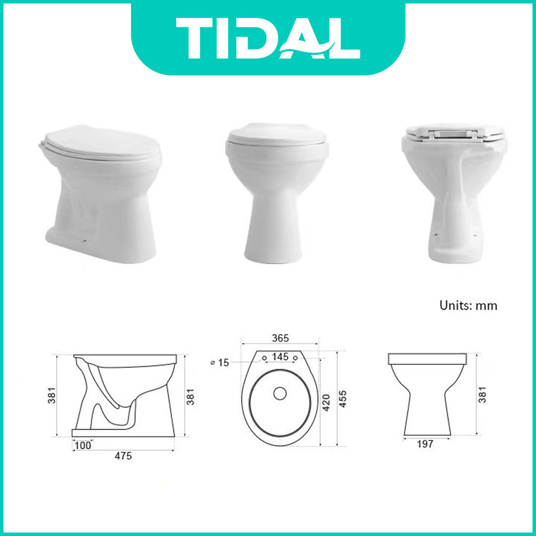 Kloset Siram / Toilet Duduk Manual Tidal TD079 with Cover