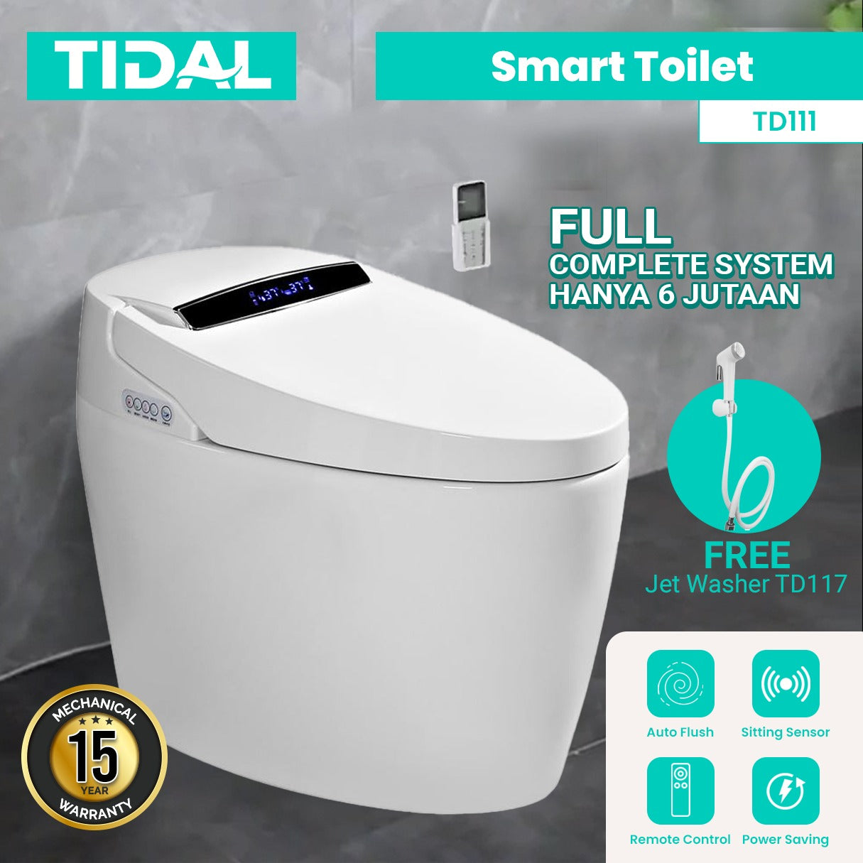 Smart Toilet / Kloset Duduk Full Automatic System Tidal TD111