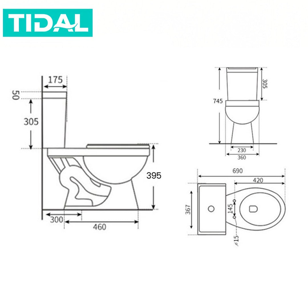 TIDAL Toilet / Kloset Duduk Siphonic Soft Close As 30 TD130