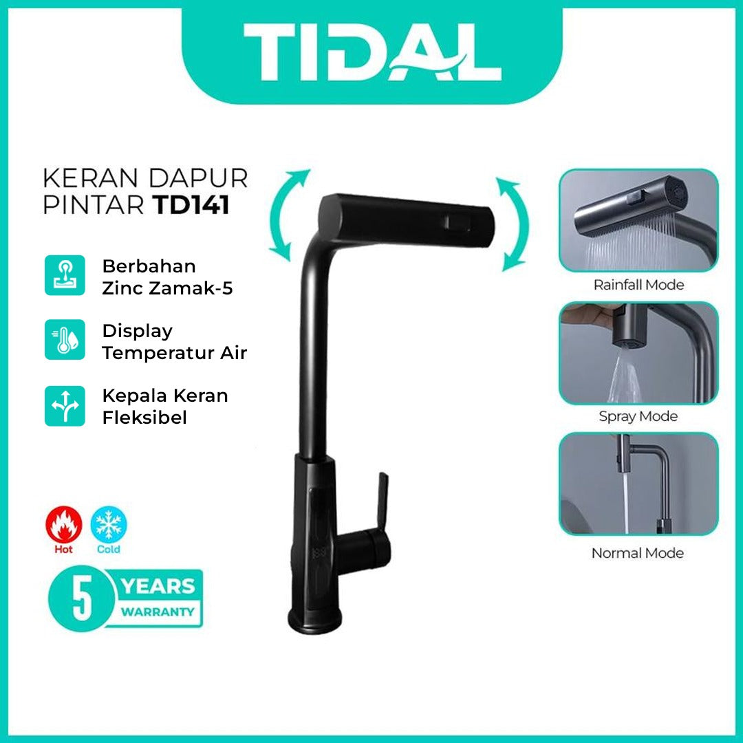 Smart Kitchen Faucet Fleksibel Tidal TD141 LED Temperature