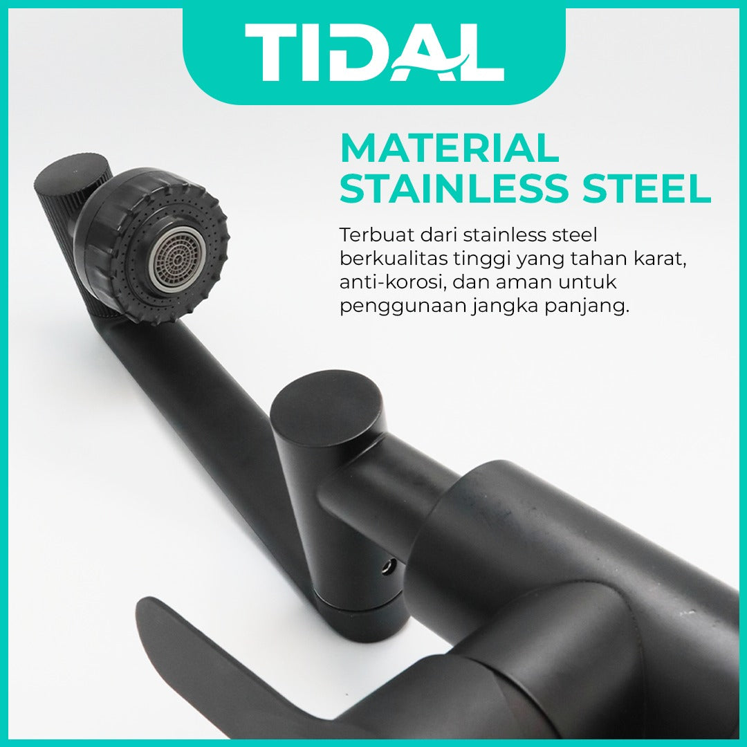 TIDAL Keran Air Wastafel Kamar Mandi 360 Degree Kran Tanam Lipat Panas Dingin All in One TD147
