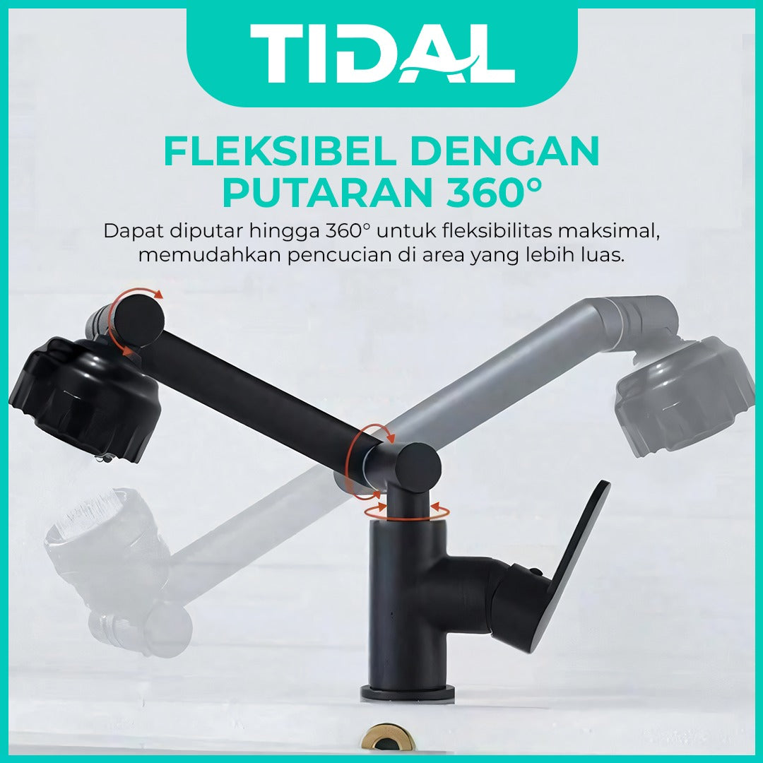 TIDAL Keran Air Wastafel Kamar Mandi 360 Degree Kran Tanam Lipat Panas Dingin All in One TD147