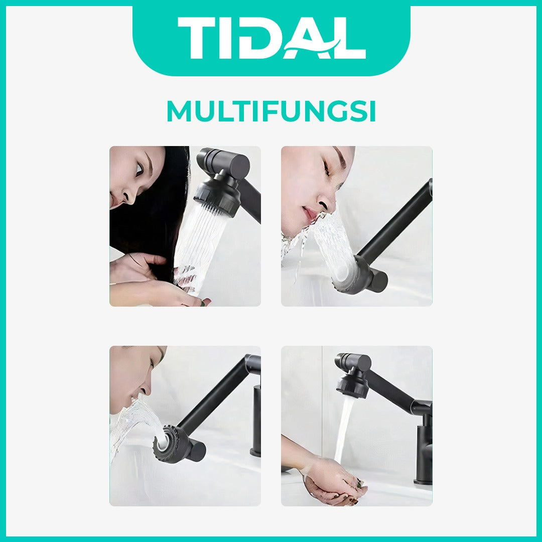 TIDAL Keran Air Wastafel Kamar Mandi 360 Degree Kran Tanam Lipat Panas Dingin All in One TD147