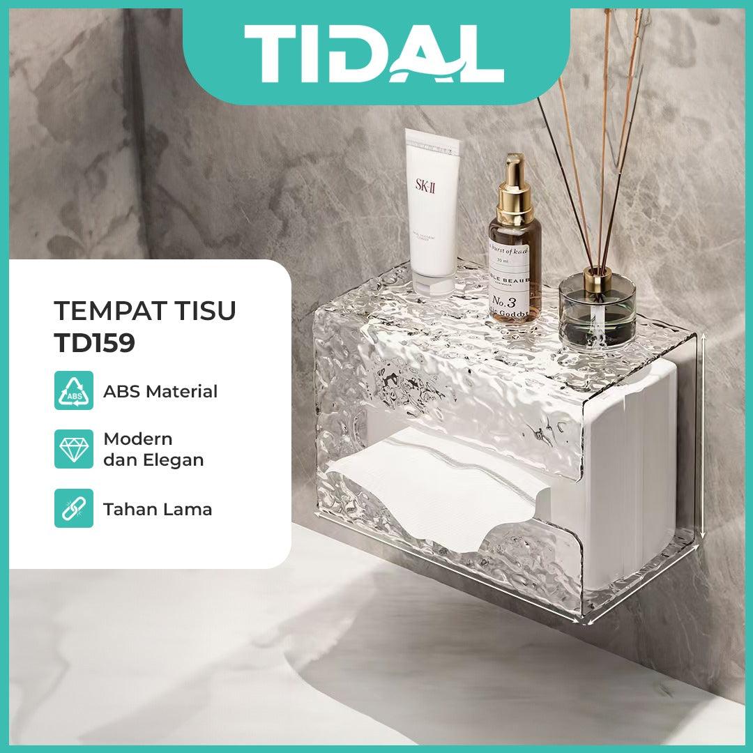 TIDAL Toilet Paper Holder Tempat Tissue Bermotif Glester Material ABS Kualitas Tinggi Menggunakan Perekat Lem Kuat TIDAL TD159