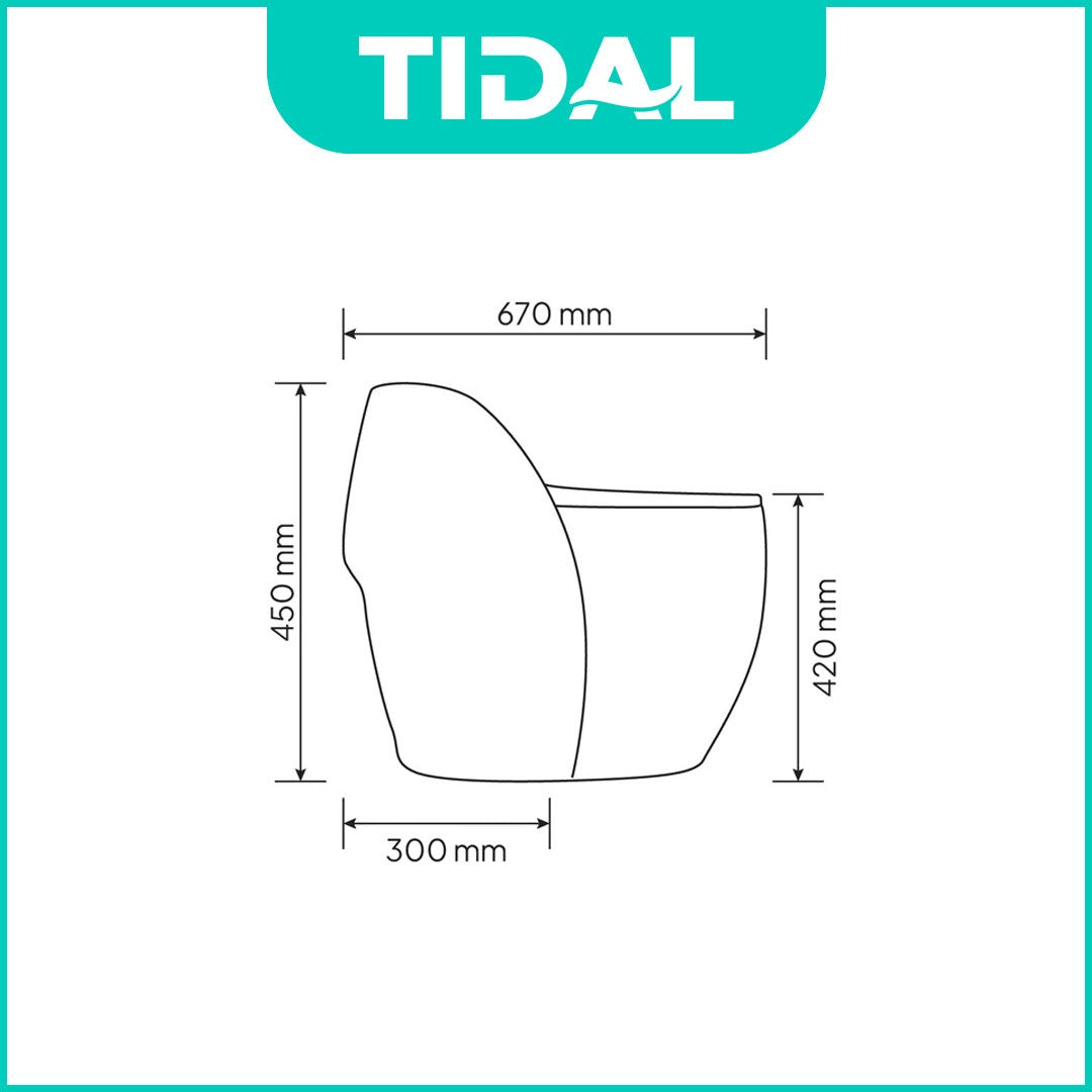 TIDAL Kloset Duduk Minimalis Bahan Keramik Soft Closed cover Siphonic One Piece Rough in 30 cm TD161