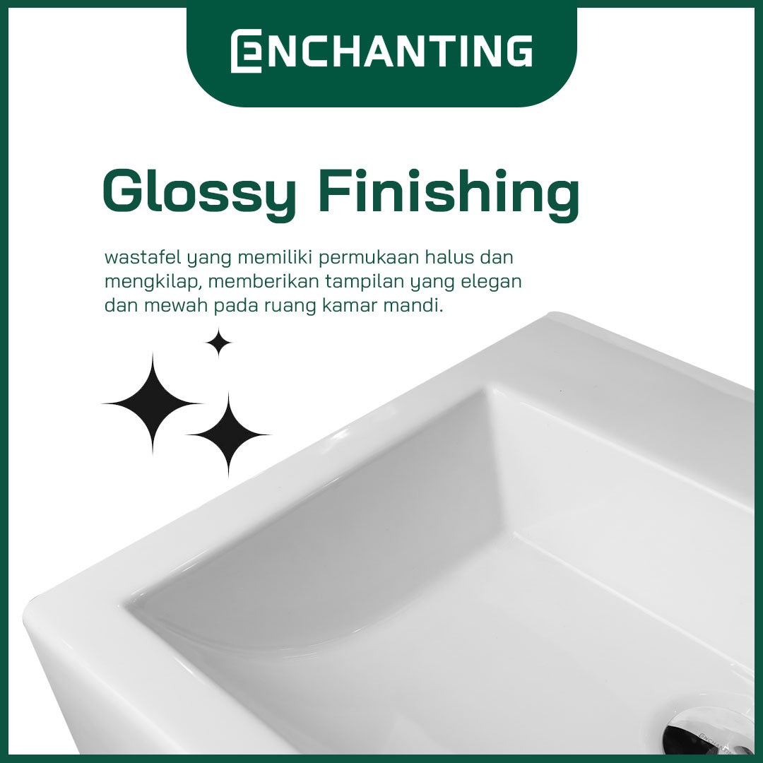 ENCHANTING Wastafel Cuci Tangan Kamar Mandi Minimalis Keramik Glossy Europe Enchanting E1315