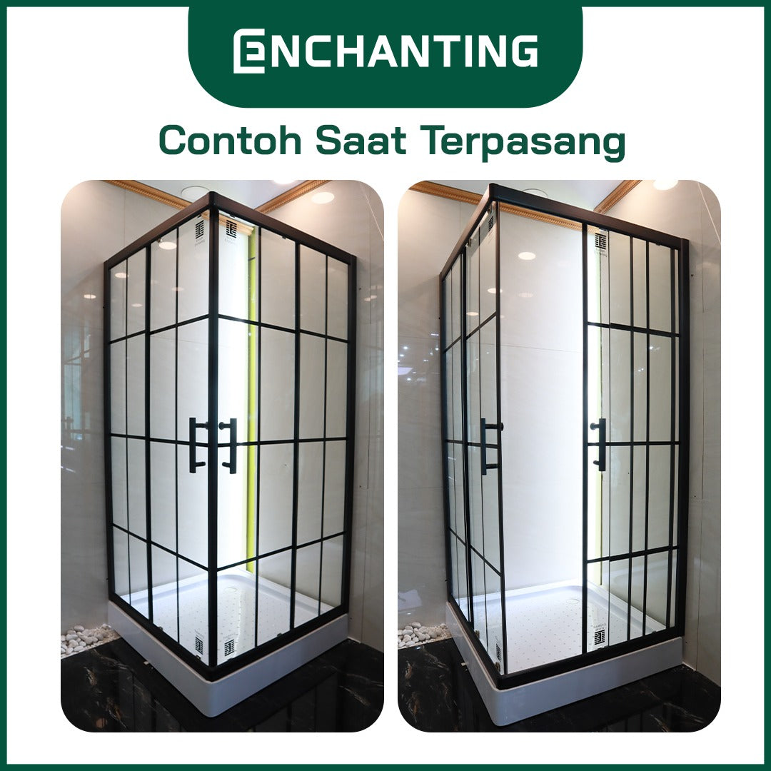 ENCHANTING Shower Box Kaca Tempered Glass Minimalis Kuat & Aman Kamar Mandi Europe Enchanting E5103SQ