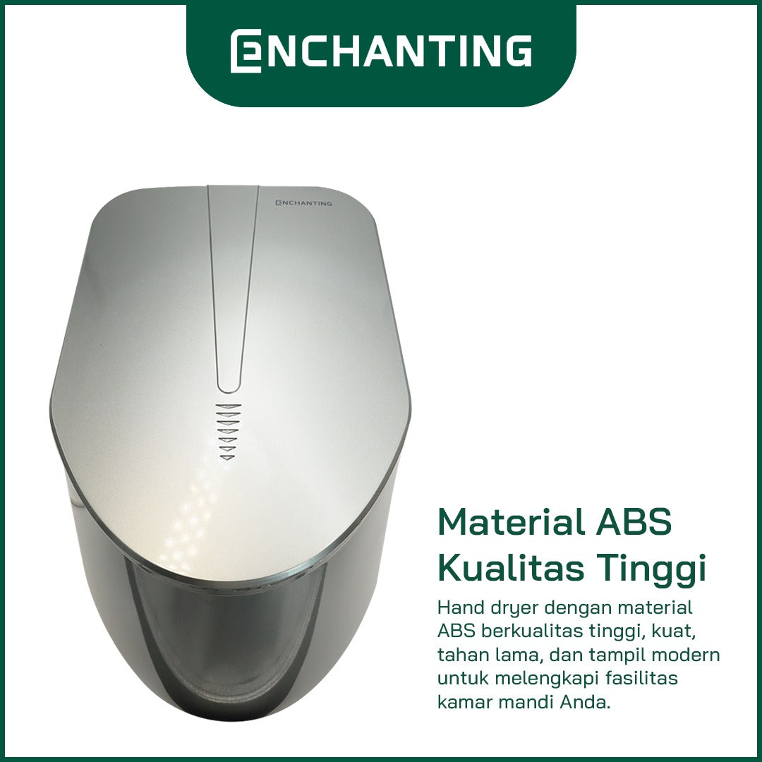 ENCHANTING Automatic Hand Dryer Pengering Tangan Kamar Mandi Sensor otomatis Material ABS Grey Abu-Abu instalasi wall mount - tanam dinding Modern Elegan Europe Enchanting E934