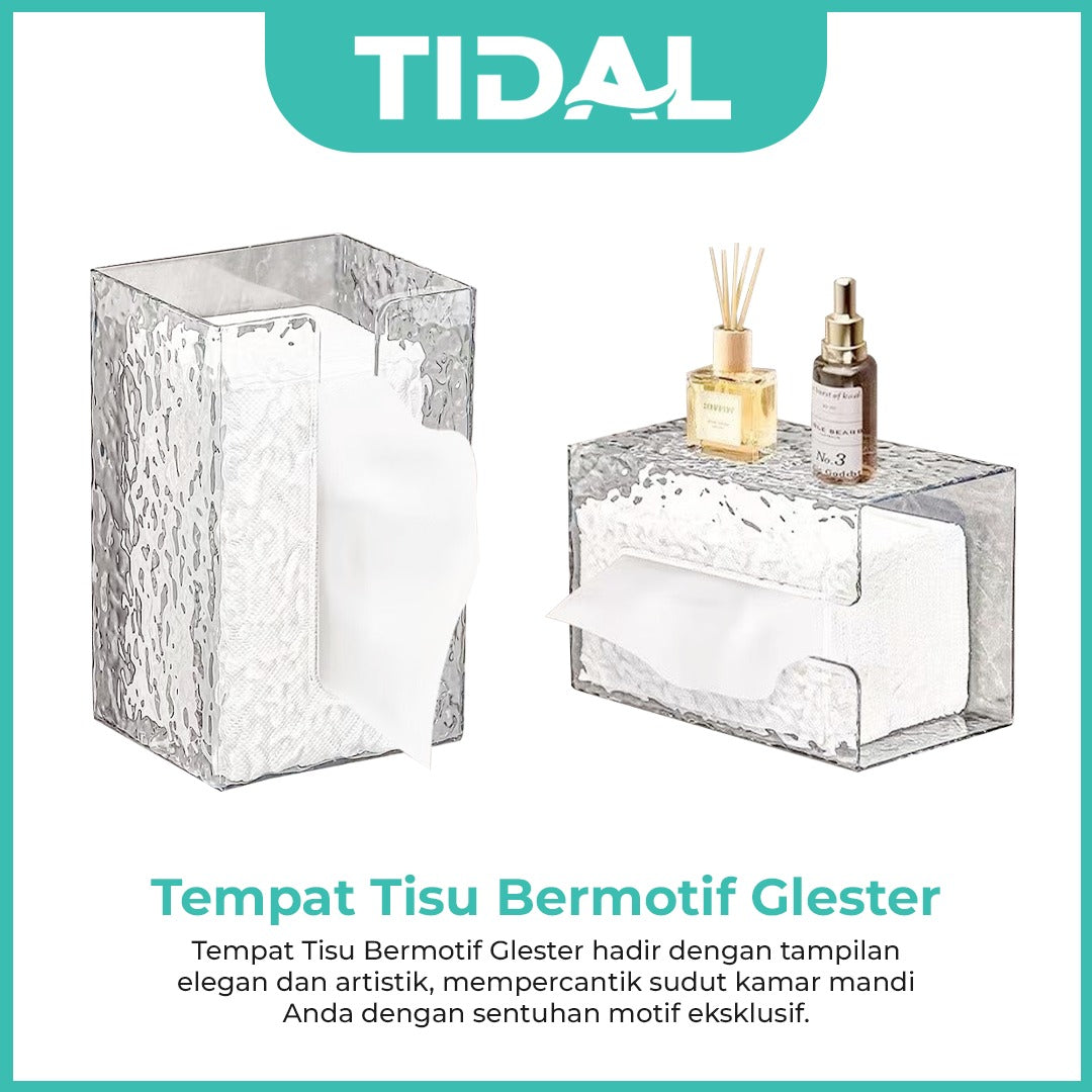 TIDAL Toilet Paper Holder Tempat Tissue Bermotif Glester Material ABS Kualitas Tinggi Menggunakan Perekat Lem Kuat TIDAL TD159