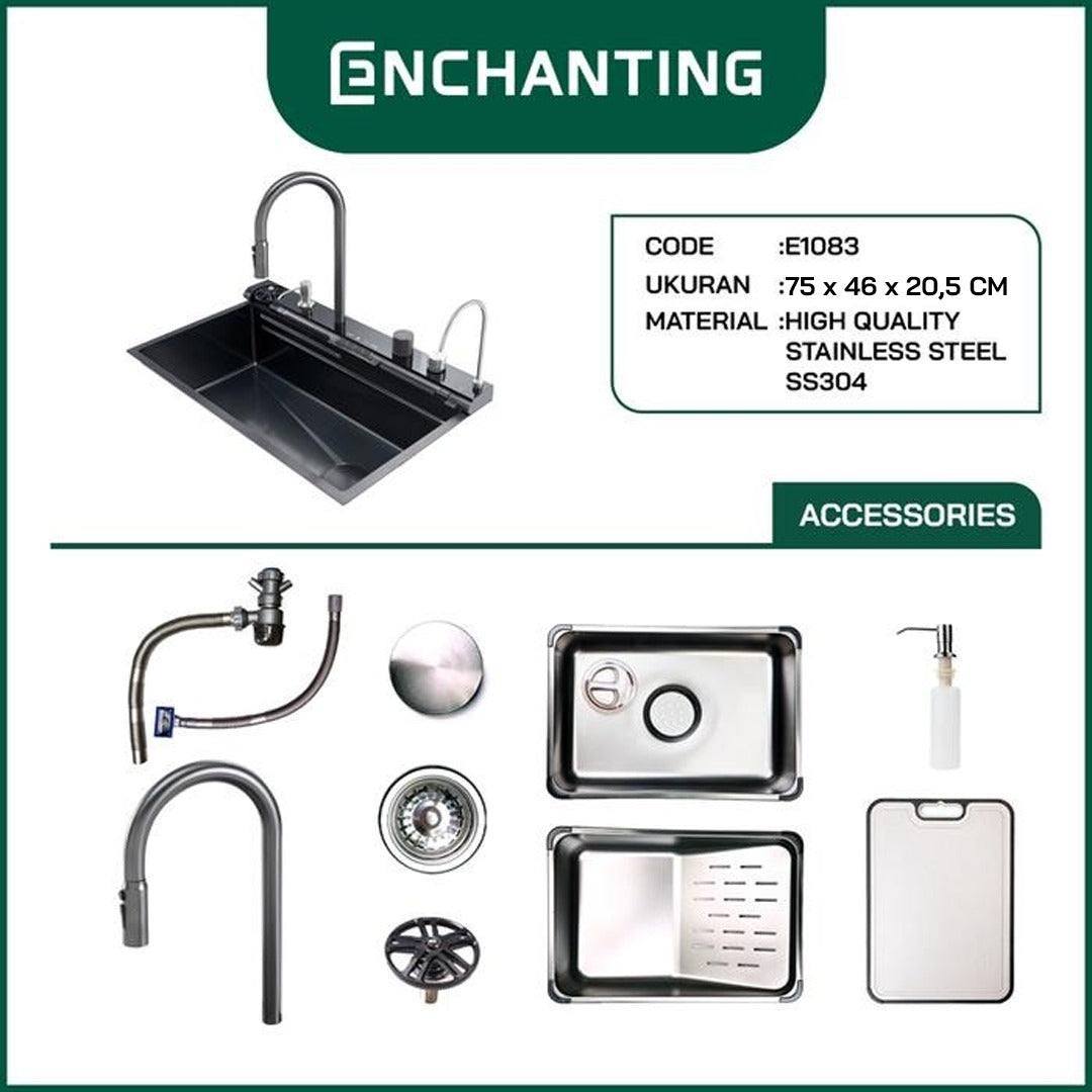 Kitchen Sink Bak Cuci Piring Dapur Stainless Europe Enchanting E1083