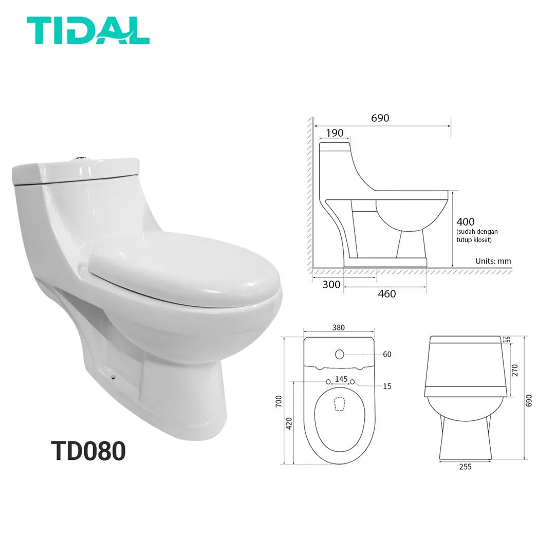Closet Duduk Keramik One Piece Tidal TD080