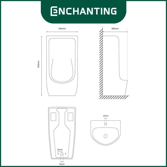 ENCHANTING Urinal Sensor Toilet Europe Enchanting E1373