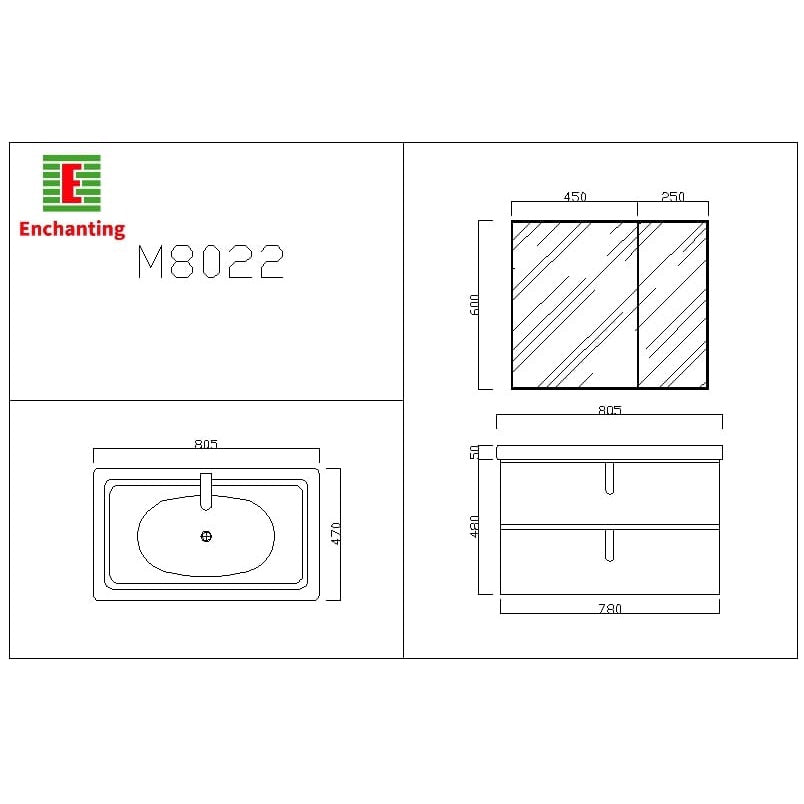 Wastafel Kabinet Set Europe Enchanting M8022 Modern Minimalist
