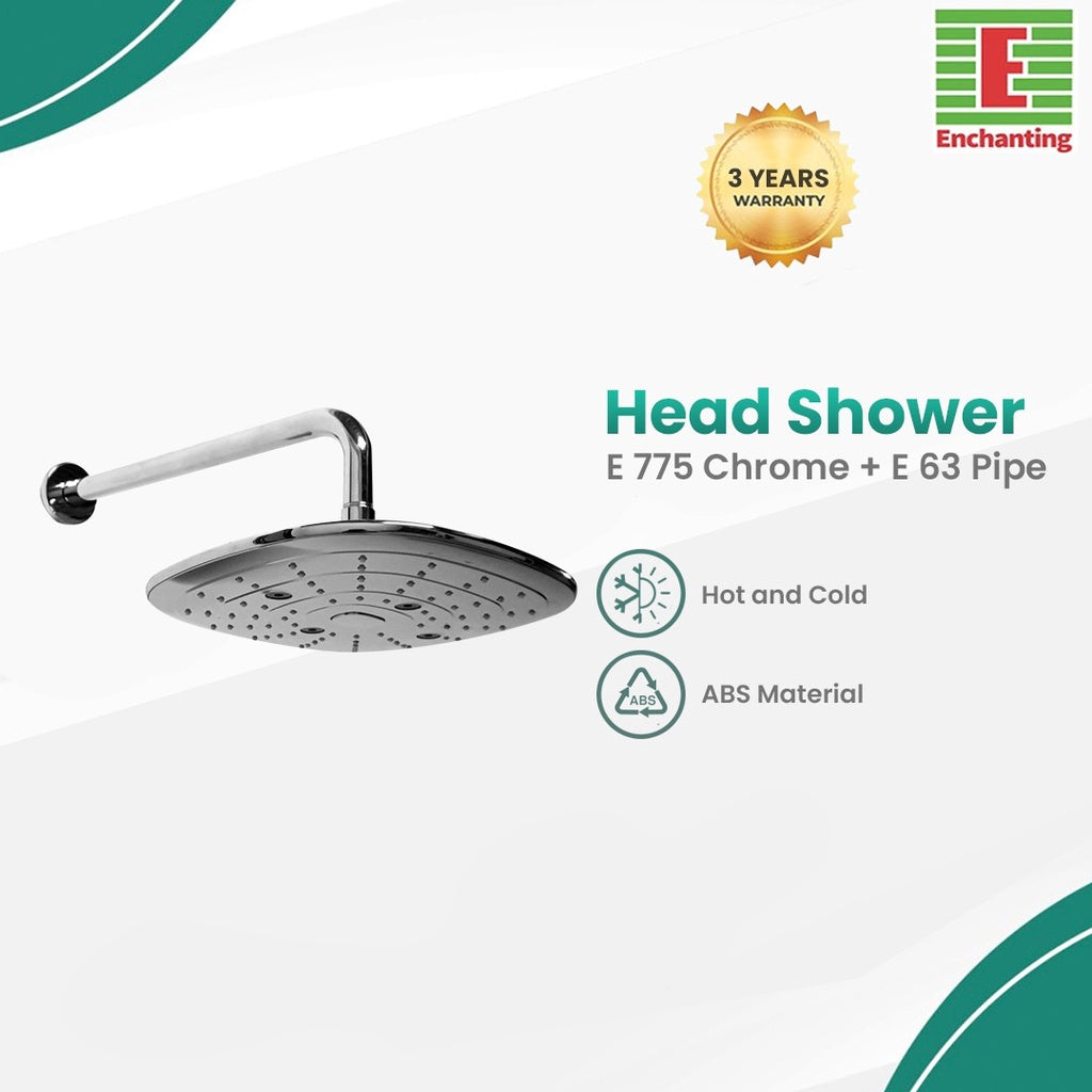 Kepala Shower Mandi Europe Enchanting E775 Chrome + Pipa E63