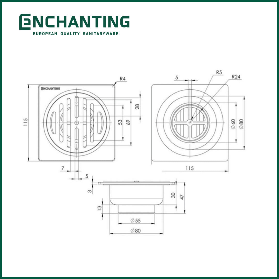 Saringan Got Floor Drain Europe Enchanting D06N Stainless Steel