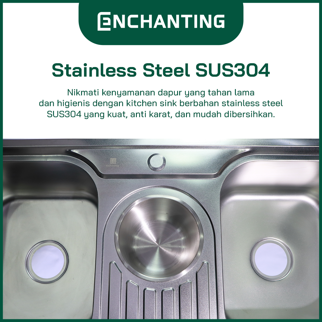SET Kitchen Sink Bak Cuci Piring Europe Enchanting E1066SET Stainless