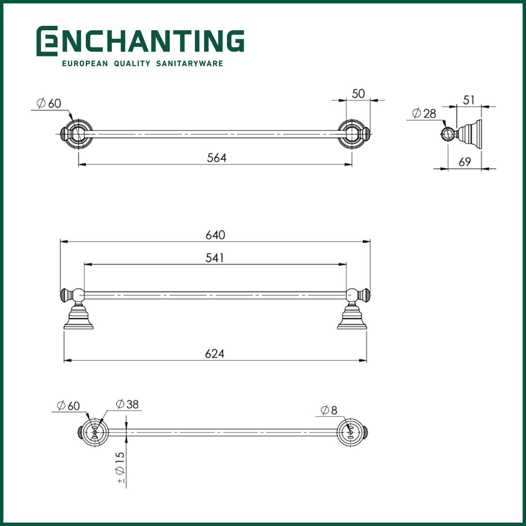 Towel Holder / Gantungan Handuk Rose Gold Europe Enchanting E1120