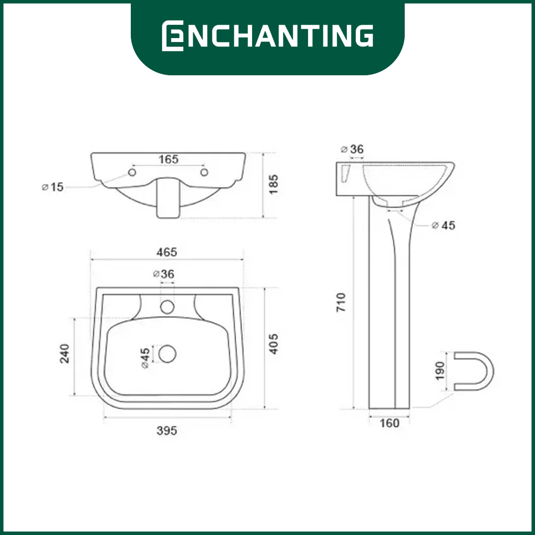 Wastafel Cuci Tangan Keramik Europe Enchanti E1340SET