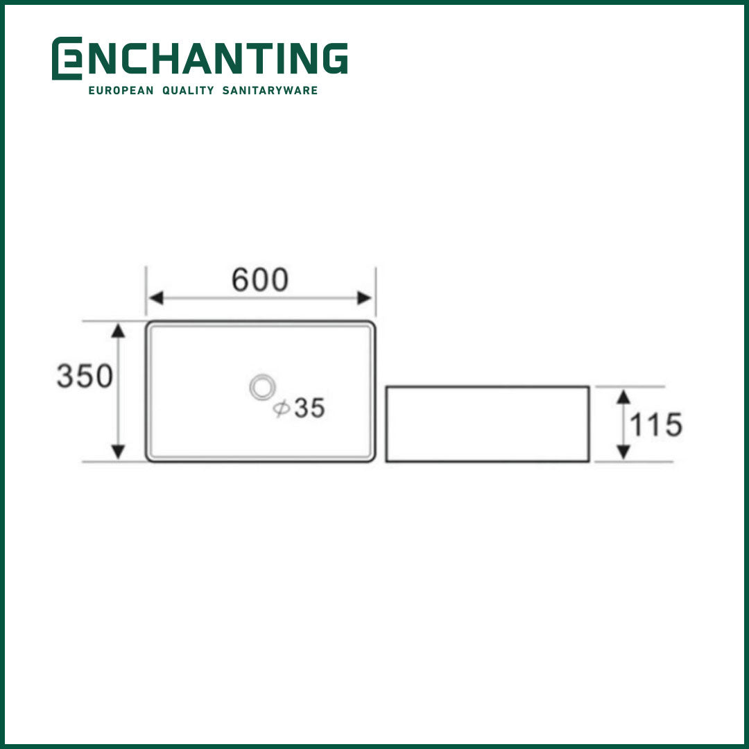 Wastafel Cuci Tangan Keramik Europe Enchanting E1559 Black and White
