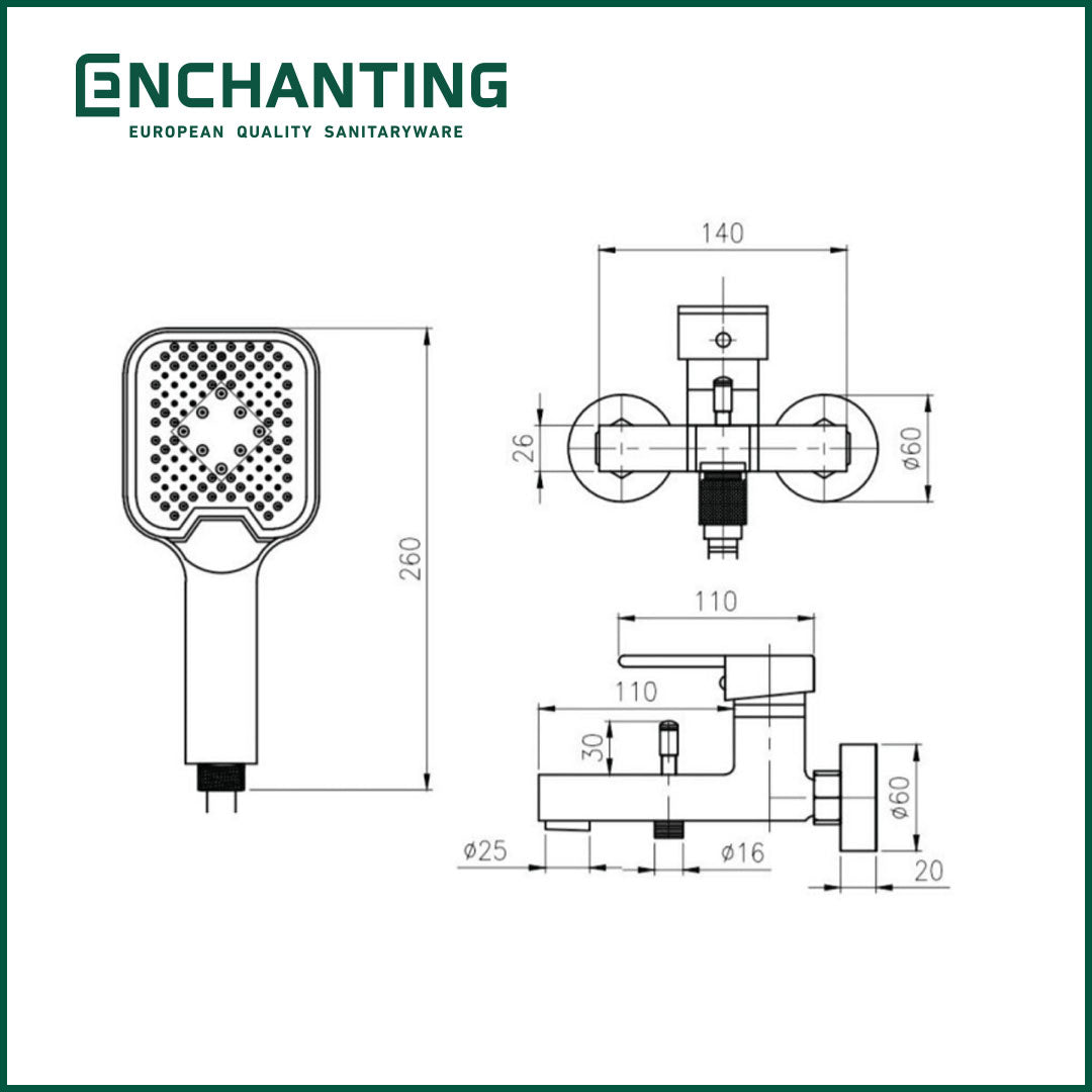 Paket Shower Set Mandi Europe Enchanting E1587