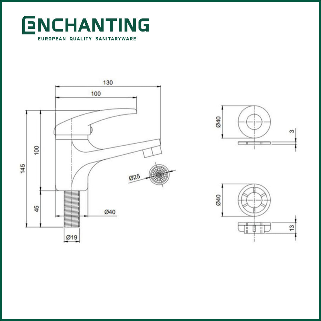 Kran Wastafel Cold Stainless Europe Enchanting E28C