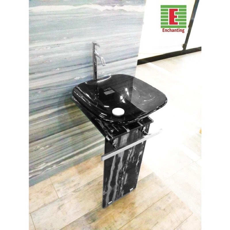 Wastafel Kaca Europe Enchanting High Tempered Glass A126-SQ-P5-BLK