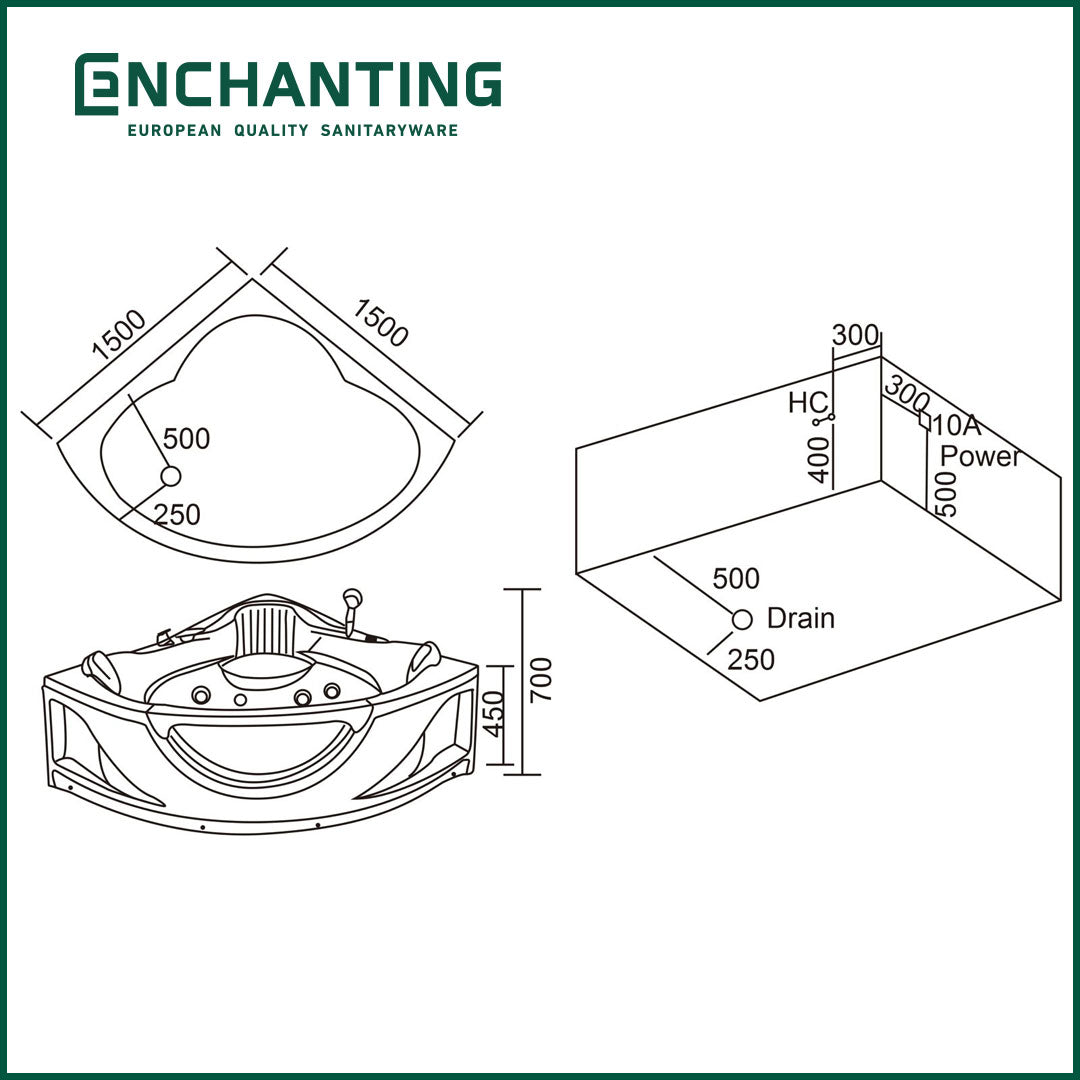 Bathtub Corner Kamar Mandi Sudut Europe Enchanting E8616