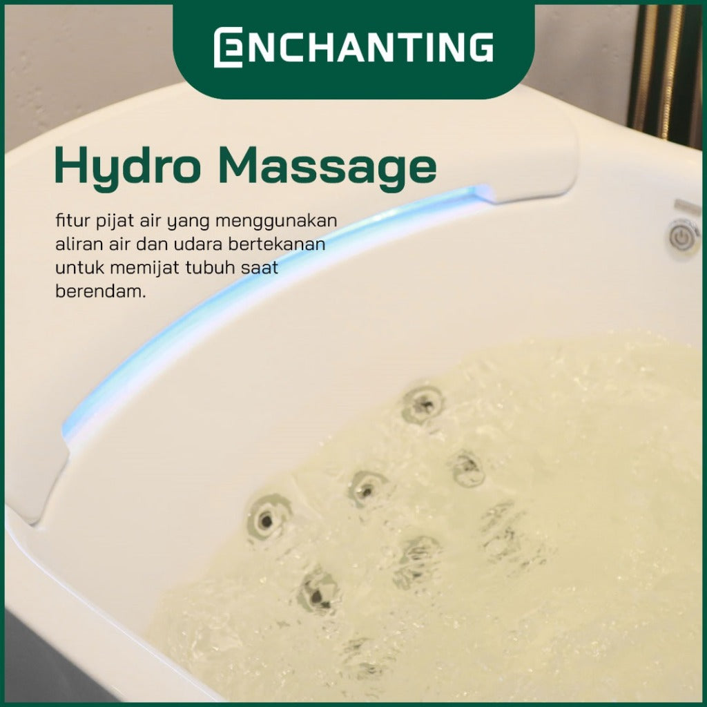 ENCHANTING Bathtub Whirlpool Free Standing LED Kamar Mandi Europe Enchanting Akrilik Luxury Modern E8625