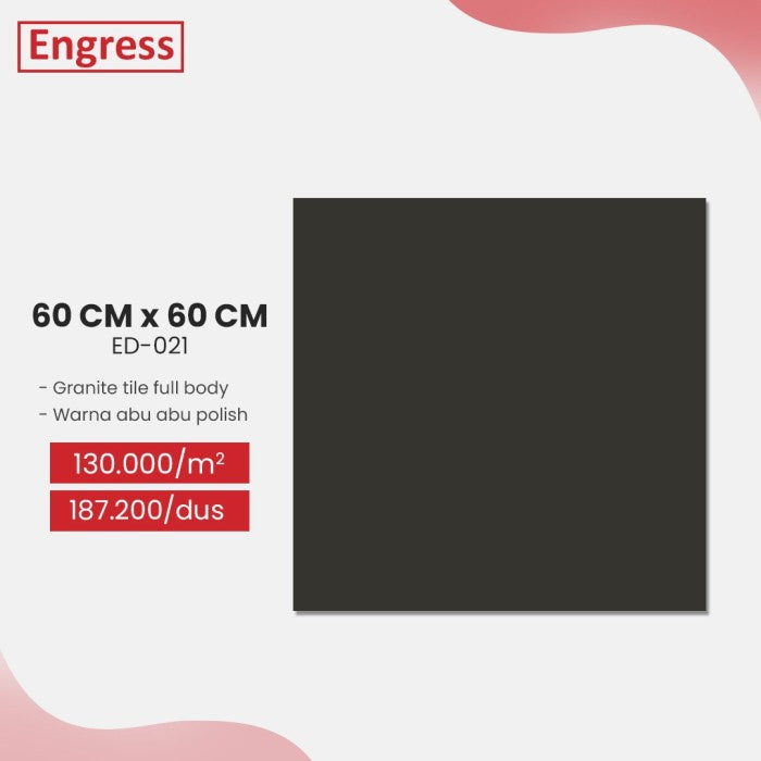 granite tile 60x60 Engress Polish Hitam Ed21