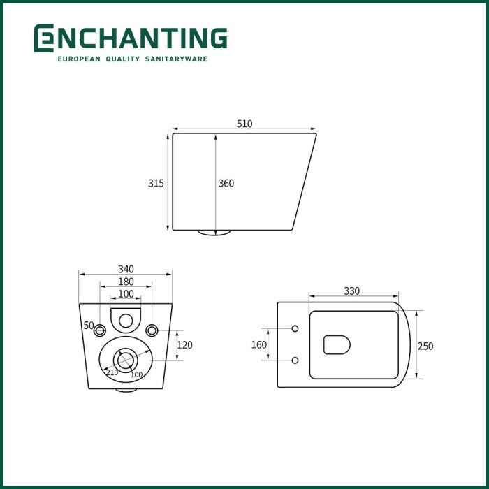 Wall Hung Toilet / Kloset Duduk Gantung Europe Enchanting E1370