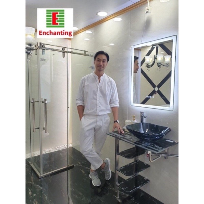 Enchanting Wastafel Kaca High Tempered Glass E222N-SQ-P5-BLK