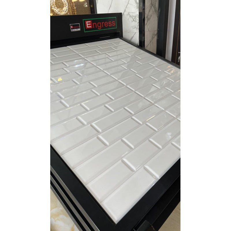 Keramik Dinding Motif Bata Putih Engress 30X60 White Brick Bevel