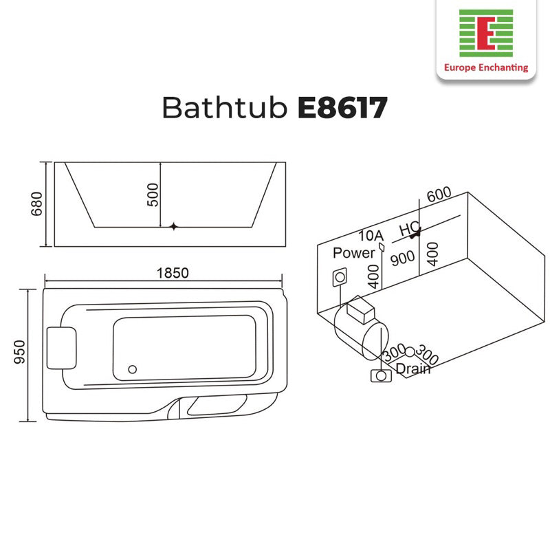 Aesthetic Bathtub Kamar Mandi Europe Enchanting E8617