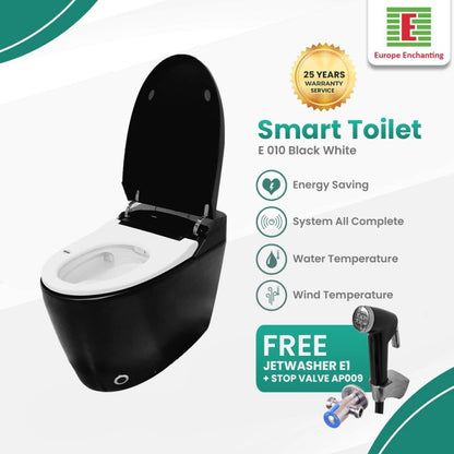 Smart Toilet Europe Enchanting E010 Automatic Kloset Hitam Putih