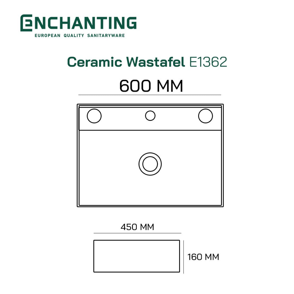Wastafel Keramik Minimalis Europe Enchanting E1362 with Hidden Afur
