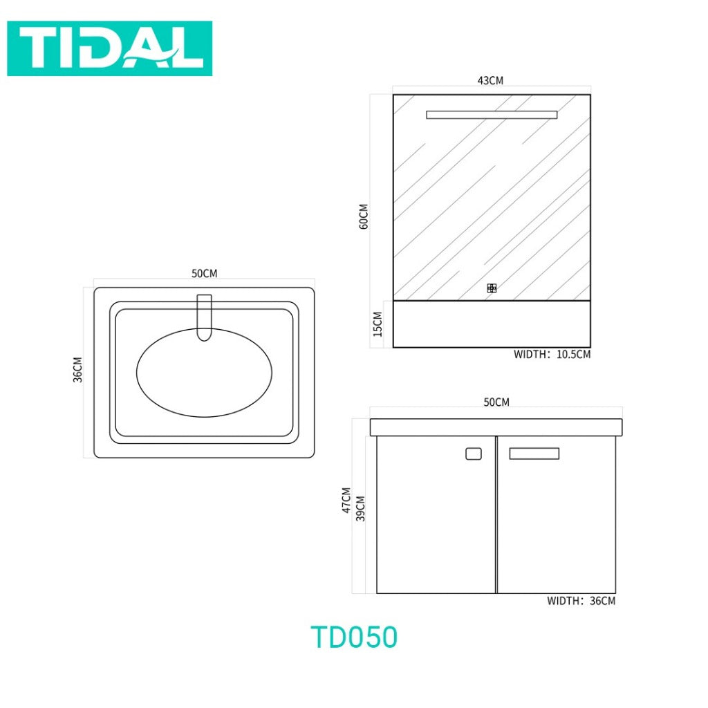 Wastafel Kabinet Modern Minimalis Cermin Kamar Mandi TIDAL TD050