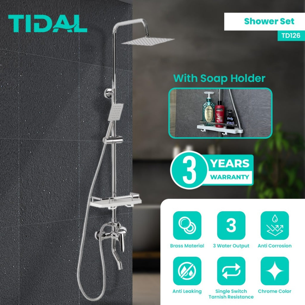 Paket Shower Tiang Set Mandi Lengkap Tidal TD126 Modern Minimalis