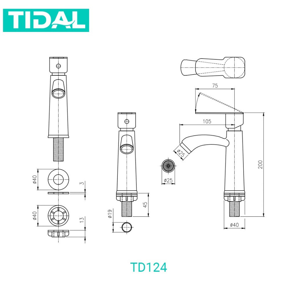 Kran Air Wastafel Tanam TIDAL TD124 / TD125