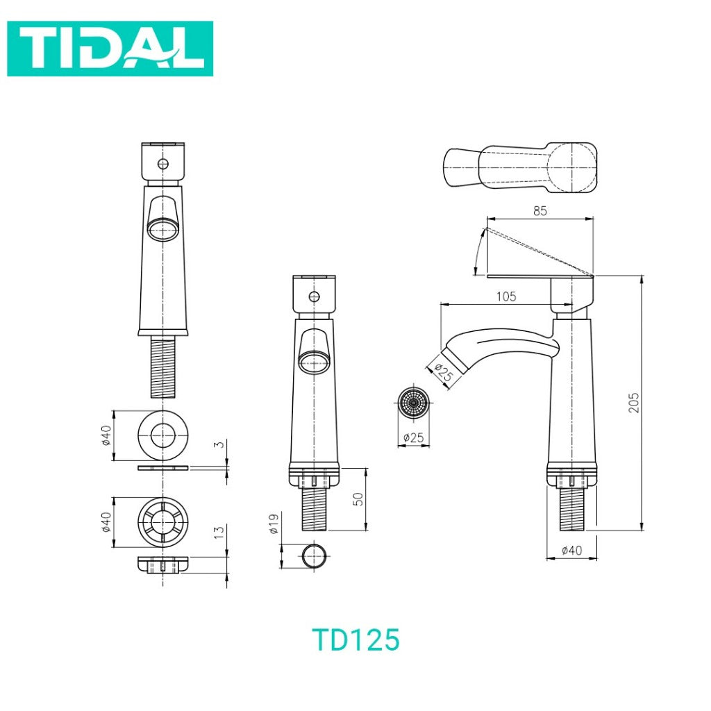 Kran Air Wastafel Tanam TIDAL TD124 / TD125