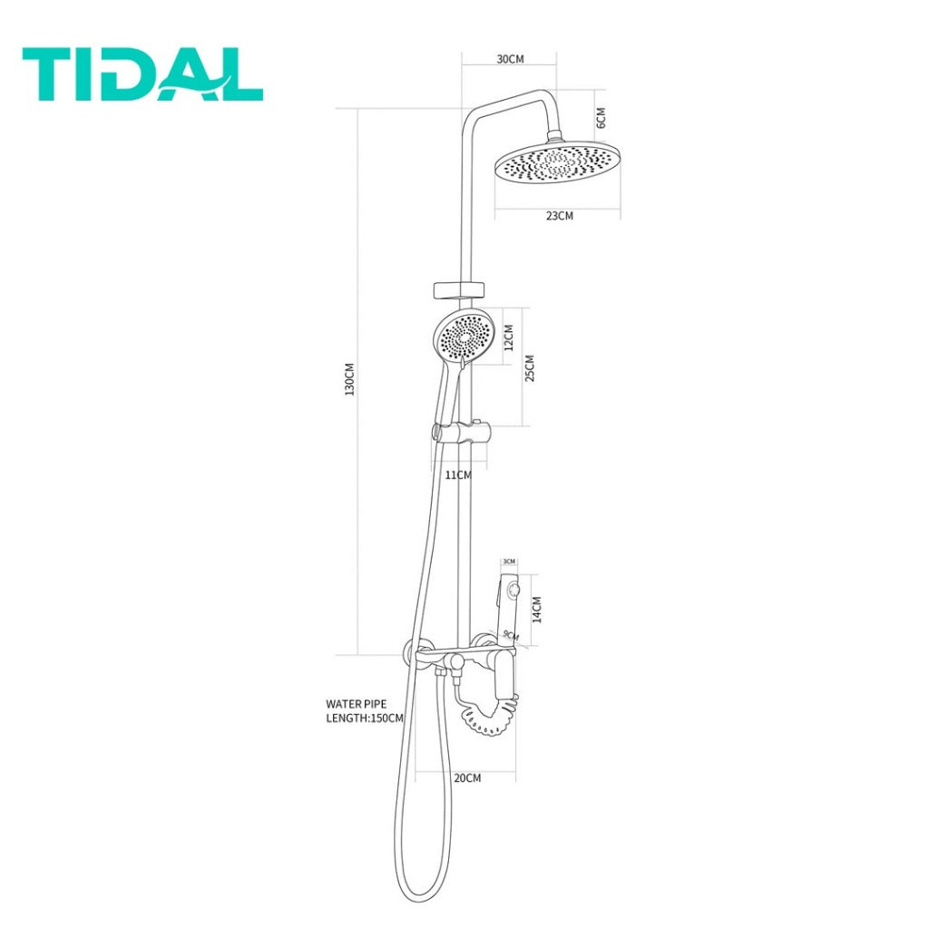 Paket Shower Tiang Set Mandi Lengkap Tidal TD118 Modern Minimalis