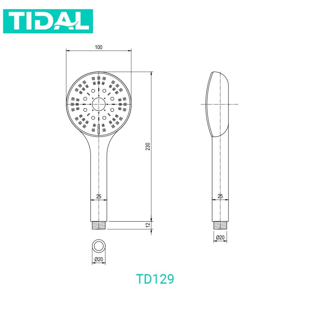 Hand Shower Tidal TD129 with 5 Spray Mode