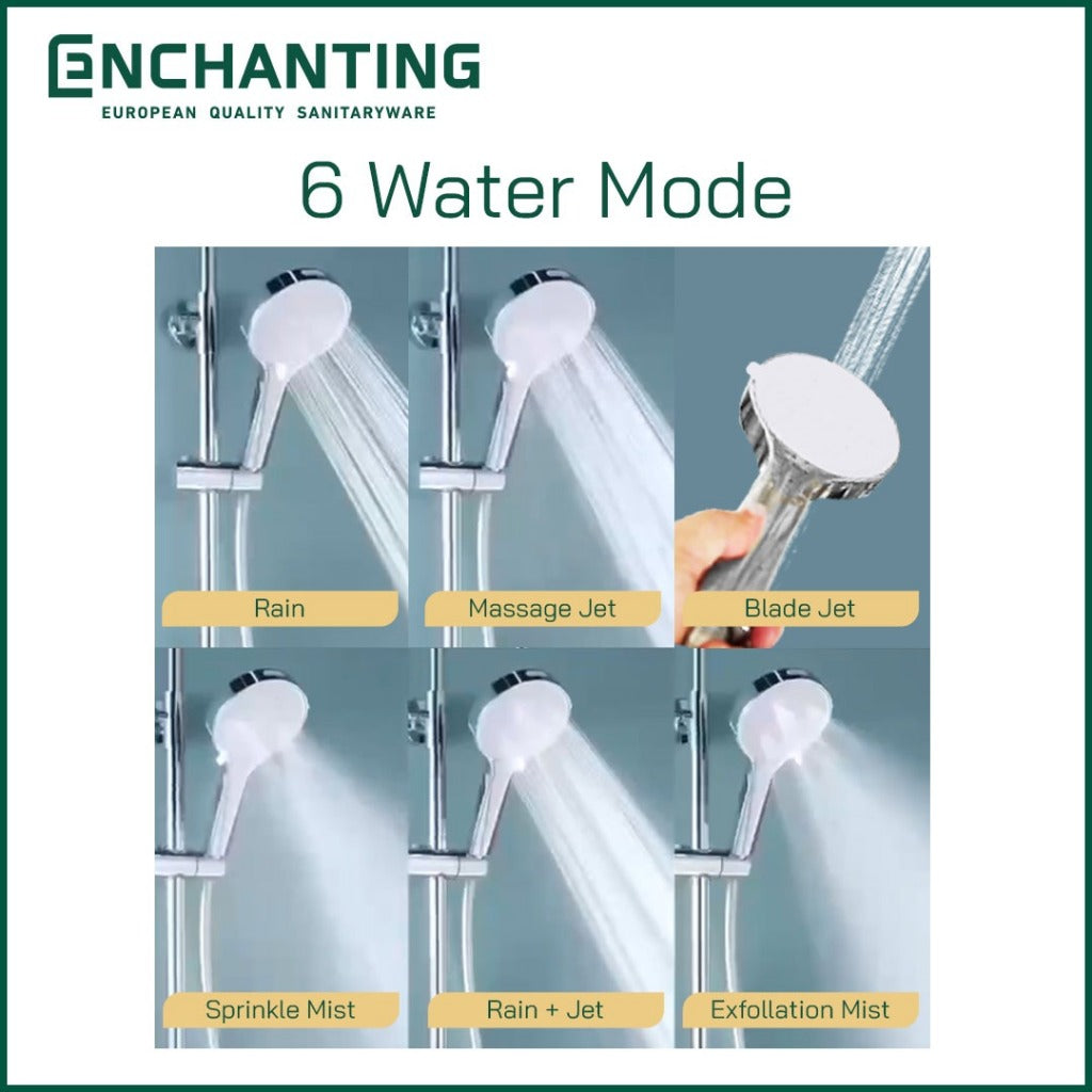 ENCHANTING Hand Shower Kamar Mandi Kepala Shower 6 Mode Air Material ABS E220