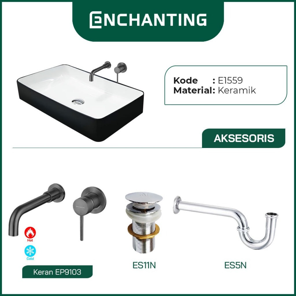 SET Wastafel Cuci Tangan Europe Enchanting E1559 Full Keramik