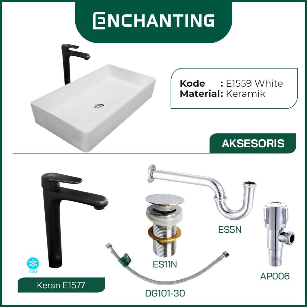 SET Wastafel Cuci Tangan Europe Enchanting E1559 Full Keramik